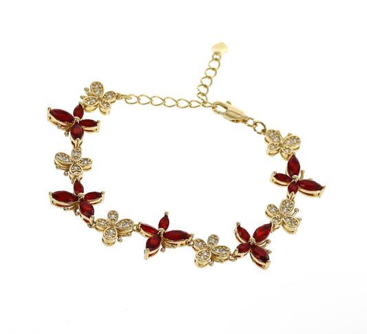 Ruby Red CZ Butterfly Bracelet