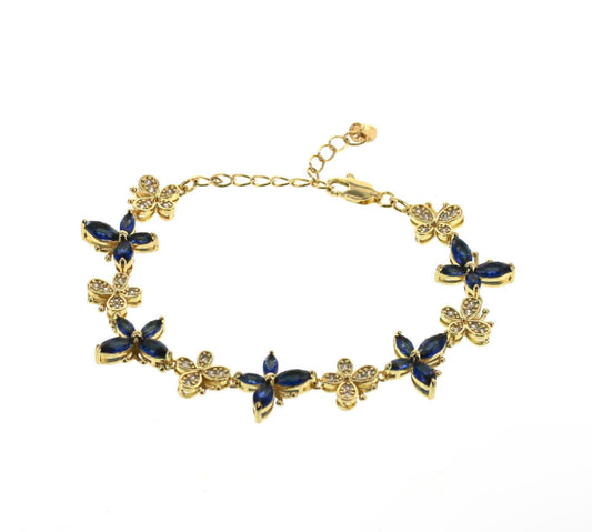 Navy CZ Butterfly Bracelet