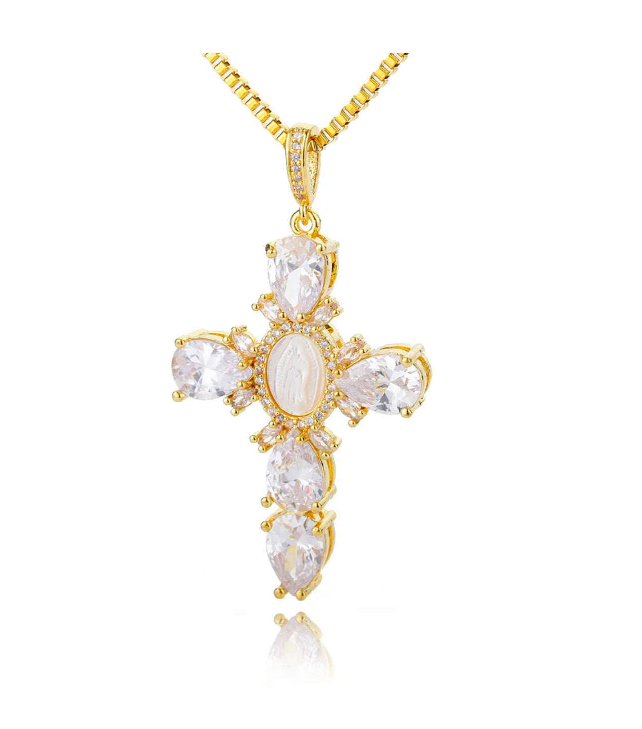 LUX Gold  Virgencita Cross Necklace