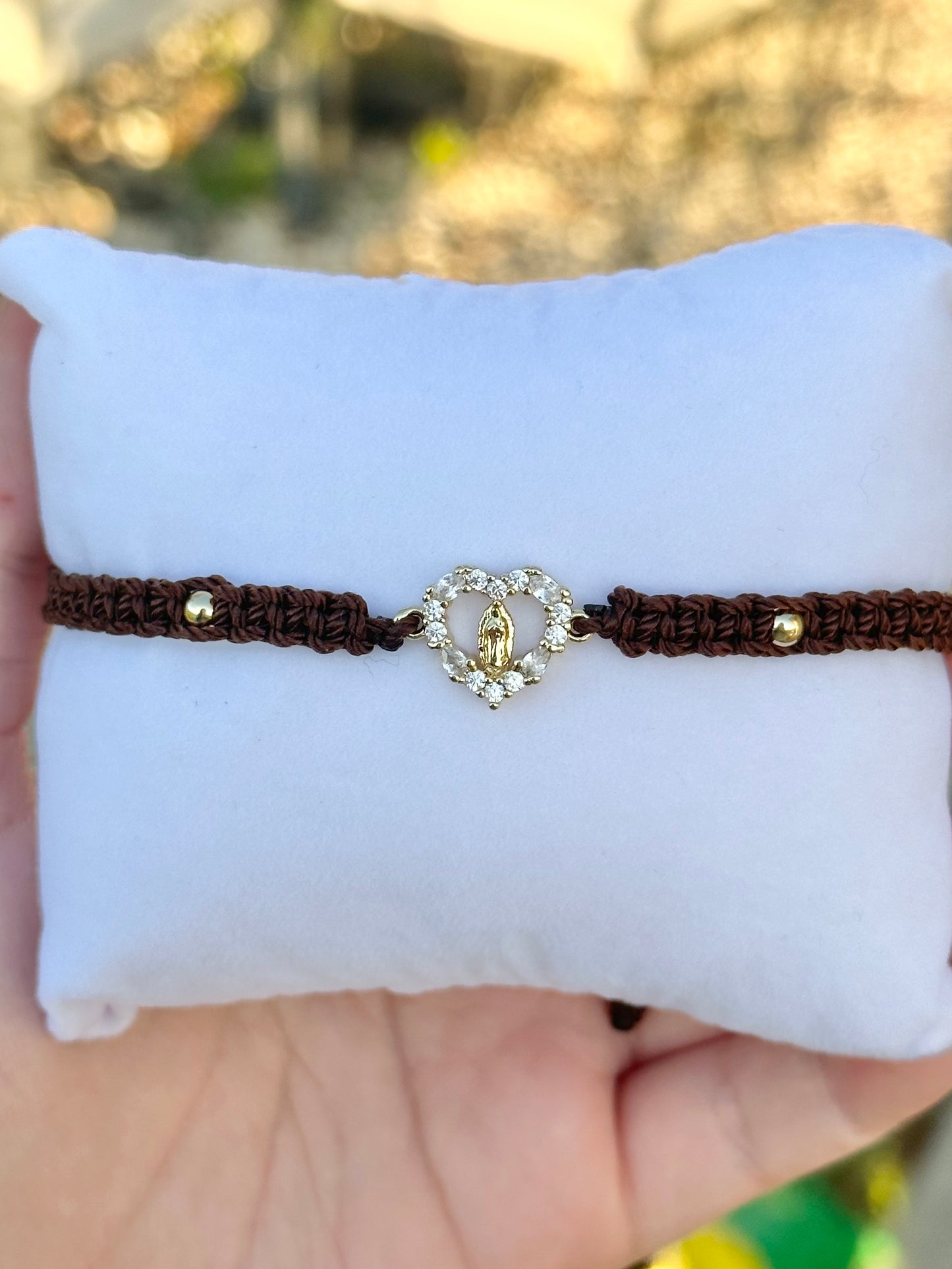 Crystal Virgencita Thread Bracelet