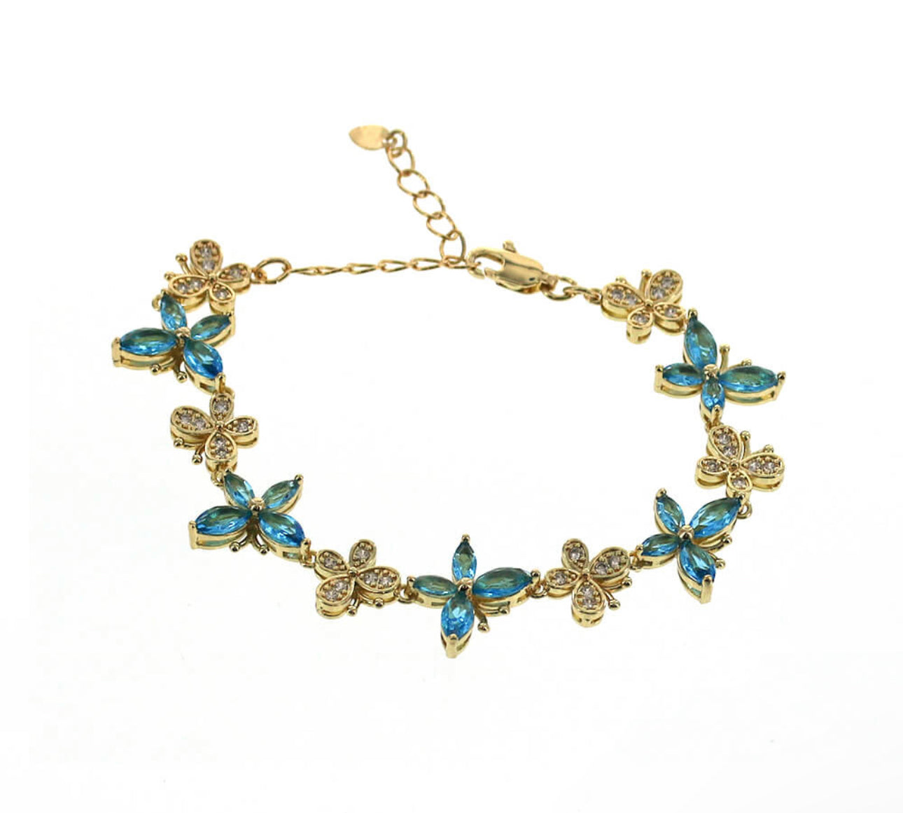 Turquoise CZ Butterfly Bracelet