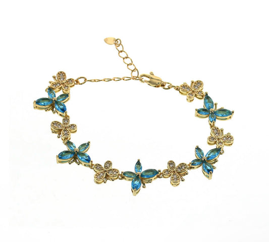 Turquoise CZ Butterfly Bracelet