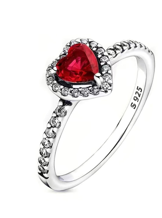 Red S925 Elevated Heart Ring