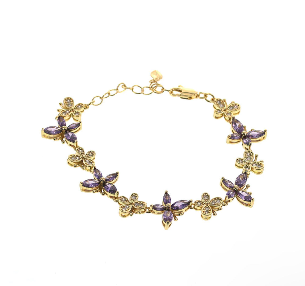 Purple CZ Butterfly Bracelet
