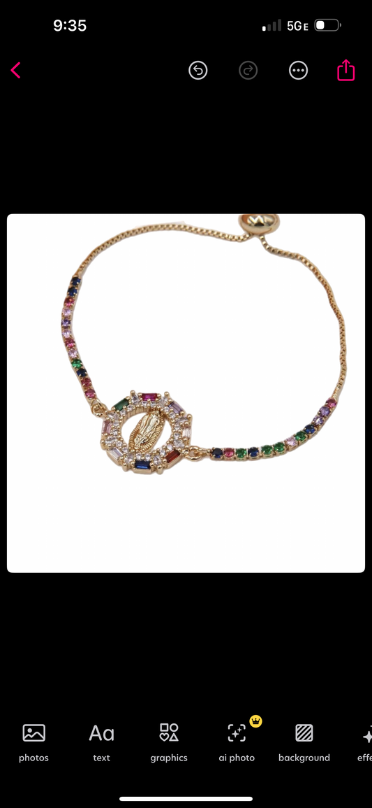 Multicolor Virgencita Tennis Bracelet