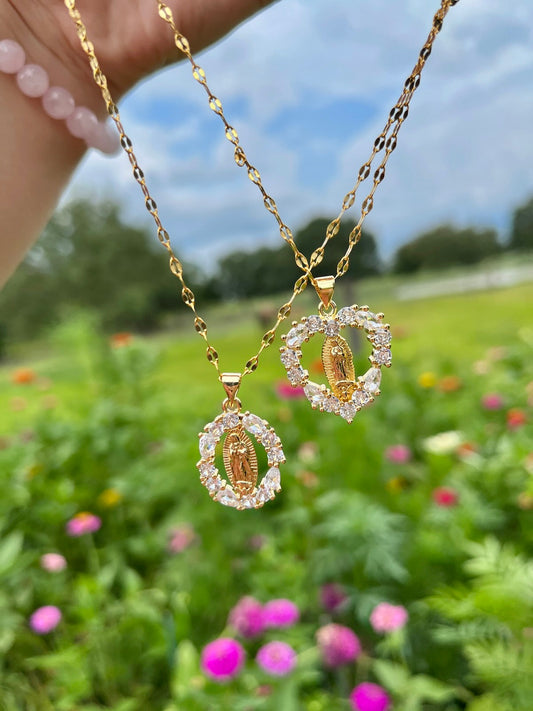 14k Gold Plated “Crystal Virgencita” necklaces