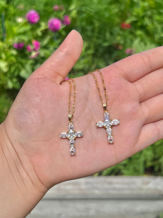 Large Crystal Cross necklace