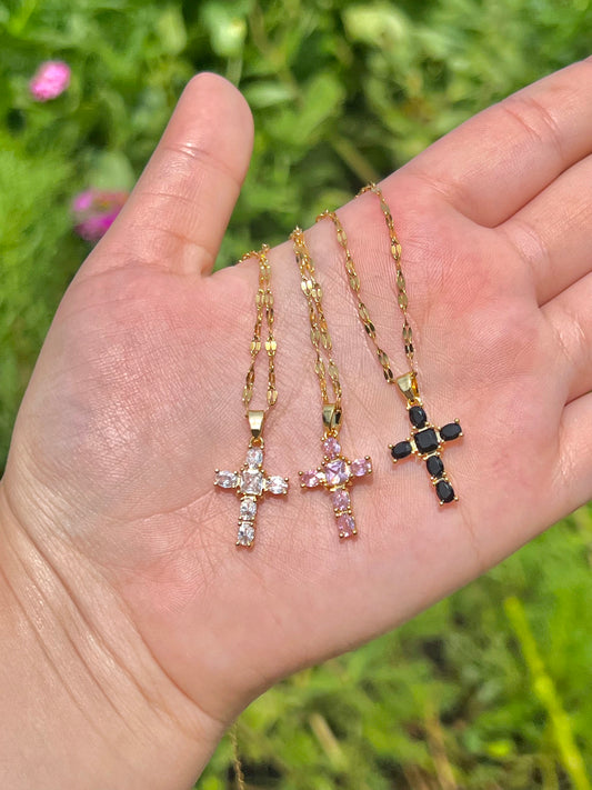 Small Crystal Cross necklace