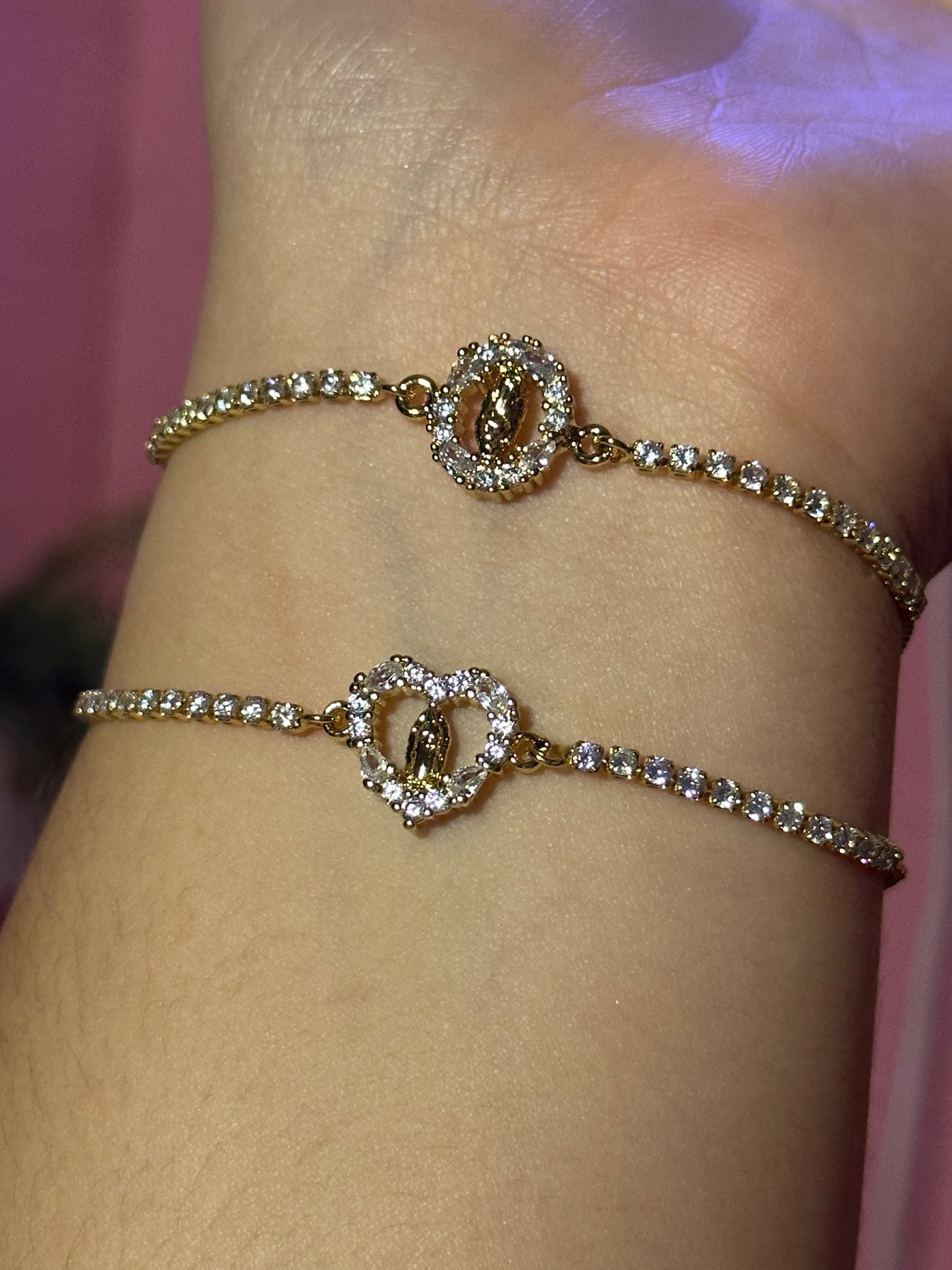 14K Gold Plated “Crystal Virgencita” Bracelets